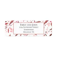 Sangria Red Watercolor Leaves Return Address Label