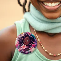 African-American Anime Birthday Girl Personalized  Button