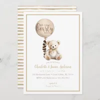 Teddy Bear and Eucalyptus Balloon Baby Shower Invitation