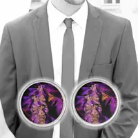 Modern fractal in black and purple cufflinks