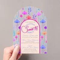 Floral summer sweet sixteen invitation transparent