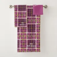 Magenta Gold Christmas Pattern#7 ID1009 Bath Towel Set