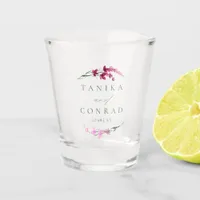 Wildflower Wedding Watercolor Names Fuchsia ID954 Shot Glass