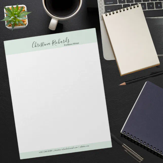 Stylish Green Minimalist Notepad