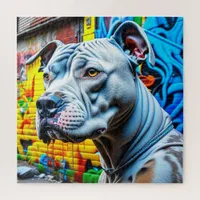 Urban Graffiti Street Art Pitbull Jigsaw Puzzle