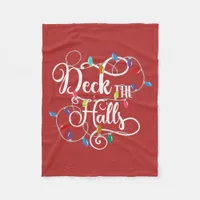 deck the halls holiday lights Christmas Fleece Blanket