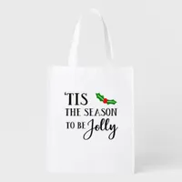 Tis The Season To Be Christmas Mistletoe Grocery Bag