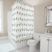 Colorful Festive Christmas String Lights Holiday Shower Curtain