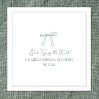"Tying the Knot" Cute Sage Green Bow Bridal Shower Napkins