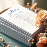 Elegant Vintage Romance Dusty Blue Wedding Program