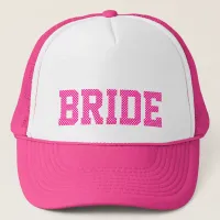 Deep Pink and White Polka Dots Bride Trucker Hat