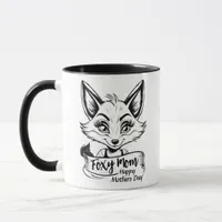 Foxy Mom Happy Mothers Day Cute Fox Black Handled Mug