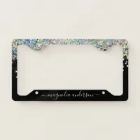 Black Glitter Sparkle Monogram  License Plate Frame