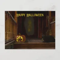 Spooky Haunted House Porch Postcard