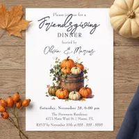 Rustic Watercolor Pumpkin Barrel Friendsgiving Invitation