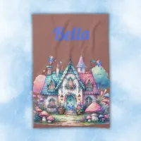 Pink & Blue Fairy Cottage Core Monogram on Rose | Kitchen Towel