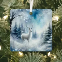 Reindeer Magical Enchanted Christmas Forest  Metal Ornament