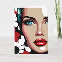 Pop Art Ai Comic Book Woman's Face Card