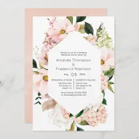 Blush Pink Floral Hydrangeas Rehearsal Dinner Invitation