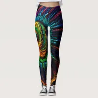 Luminous Shell Design: Nature in Neon Leggings