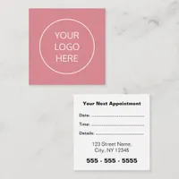 Business Logo Square Blush Pink Appointment Card