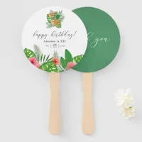 Watercolor Aloha Luau Any Age Birthday Party Hand Fan