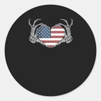 American Flag Heart Fitted Classic Round Sticker