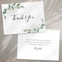 Eucalyptus Calligraphy Bridal Shower Thank You  Note Card