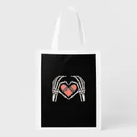 Skeleton Hand Heart Skateboard Valentines Day Funn Grocery Bag