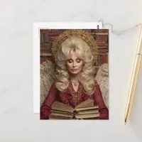 Beautiful Blond Angel Woman With Books Postcard