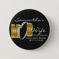 Mob Wife & Cocktails Black Bach Bachelorette Party Button