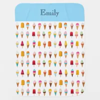 Ice Creams Lollies Fun Colorful Cute Personalized Baby Blanket