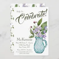 Watercolor Purple Floral Sweet Peas Party Invitation