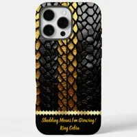 Captivating black and gold snake skin detail iPhone 16 pro max case