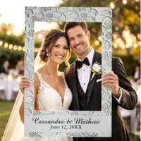 3D Sterling Silver Daisies Custom Wedding Photo Selfie Frame