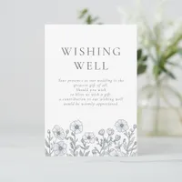 Grey Florals Wishing Well Wedding Enclosure Card