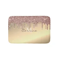 Monogram Metallic Rose Gold + 14K Glitter Dripping Bath Mat