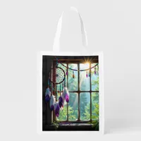 Boho Purple Dreamcatcher in Window Grocery Bag