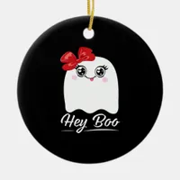Cute Hey Boo Halloween Ceramic Ornament