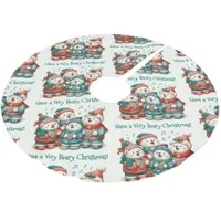 Cute Polar Bears Sing Have a Very Beary Christmas! Brushed Polyester Tree Skirt