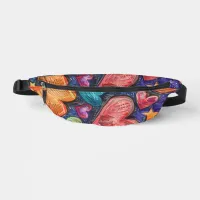 Hand Drawn Colorful Hearts Fanny Pack