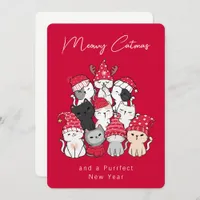 Meowy Catmas Cute Cats Christmas Tree Holiday Card