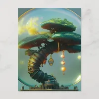 Steampunk Bonsai Tree Under a Dome Postcard