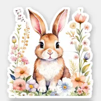 Watercolor Easter Bunny and Floral Design