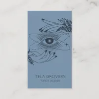 Dusty Blue Chic Modern Mystic Tarot Reader Business Card