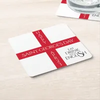 Eat Drink and Be English St George's Cross Flag Square Paper Coaster