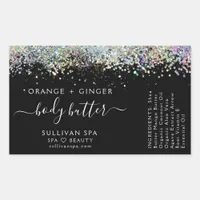 Black Holographic Glitter Body Butter Label