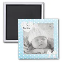 Add your Photo to Blue Polka Dotted Photo Magnet