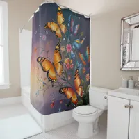 Fluttering Colors: Butterflies bathroom Shower Curtain