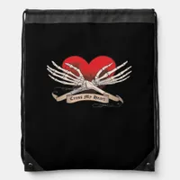 Cross My Heart Hope To Die Skeleton Hands Hearts Drawstring Bag